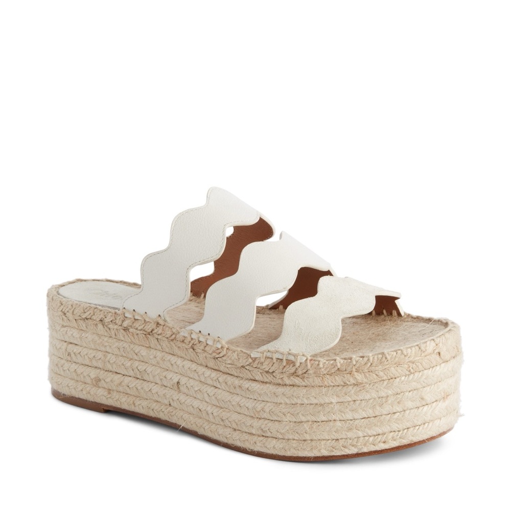 Chloe White Espadrille Platform Shoes